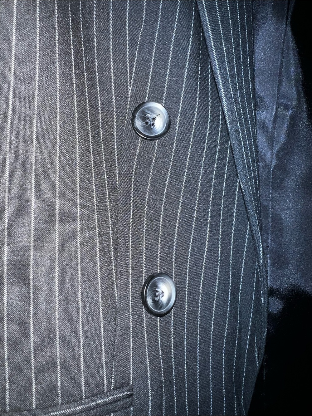 Bar III Black Pinstripe Double-Breasted Blazer - Picture 13 of 13